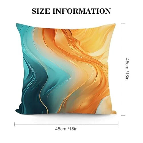 Throw Pillow Covers Set of 2 Turquoise Marble 18" x 18" (Pack of 2) Orange Teal
