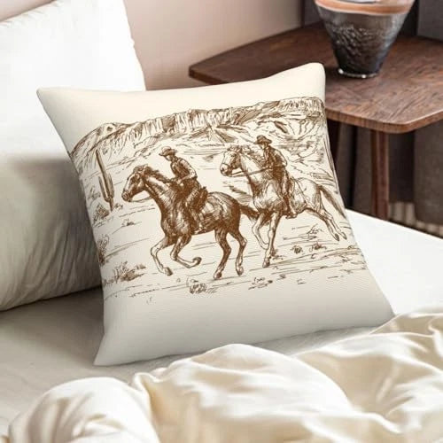Western Desert Throw Pillow Covers 20x20 Set 20" x 20" (Pack of 2) Beige Brown