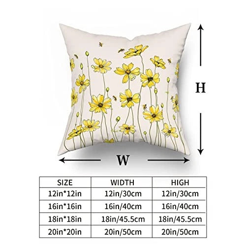 Spring Yellow Floral Pillow Covers 18X18 18" x 18" (Pack of 2) Yellow Flower