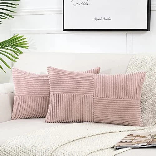 Lumbar Decorative Throw Pillow Covers 12x20 Inch for 20" x 12" Blush Pink
