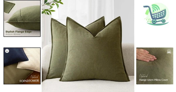 Versatile Olive Green Decorative Pillow Covers - 2pcs 18x18 Inch for Home Style