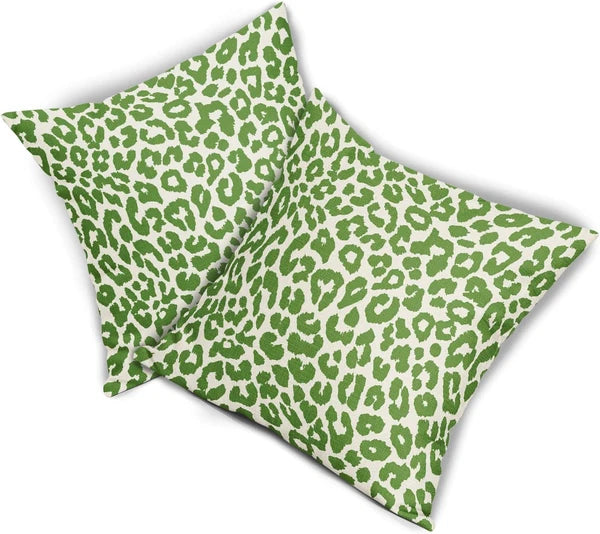 Lime Green Leopard Print Pillow Covers 18X18 Set of 2 Preppy Room Decor Cheetah