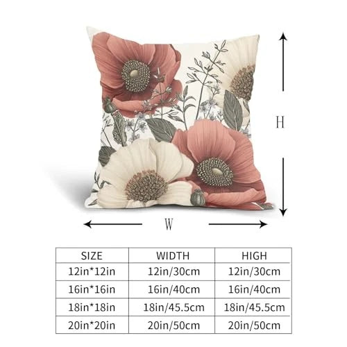 Vintage Flower Pillow Covers 18x18 Inch 18" x 18" (Pack of 2) Vintage Floral