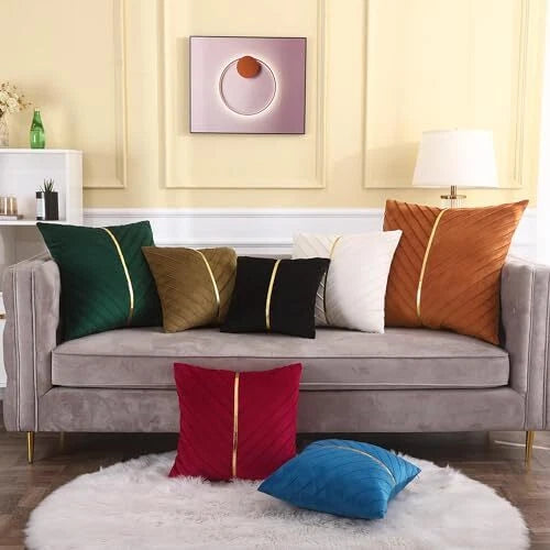Velvet Throw Pillow Covers 16x16 inch Pack of 2 with 16"L x 16"W Mint Green