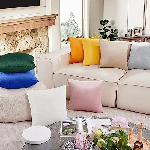 Velvet Throw Pillow Covers for Sofa 26x26 in, 26" x 26" (Pack of 2) Emerald