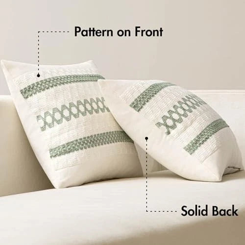 Set of 2 Boho Decorative Pillow Covers 20x20 20" x 20" (Pack of 2) Sage Green