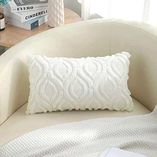 Throw Pillow Covers 12x20 Inch Set of 2, 20" x 12" (Pack of 2) Cream Beige