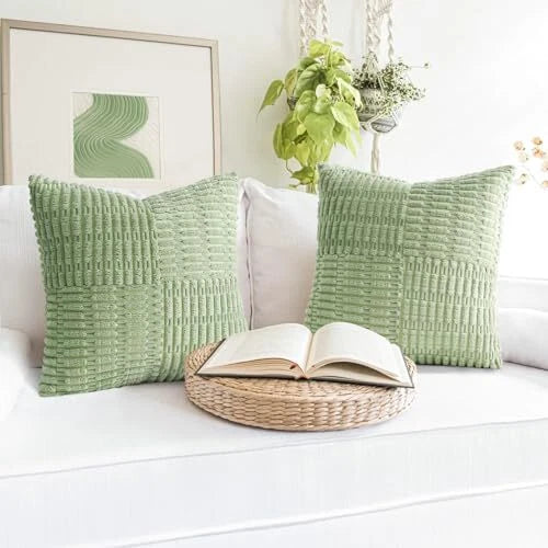 Sage Green Decorative Throw Pillow Covers 18" x 18" (Pack of 2) Sagegreen