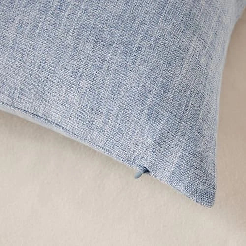 Rustic Linen Throw Pillow Covers Set of 2, 18x18 18" x 18" (Pack of 2) Blue