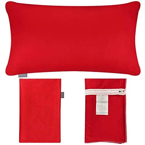 4-Pack 100% Cotton Lumbar Comfortable Solid Decorative 12x20inch/30x50cm Red