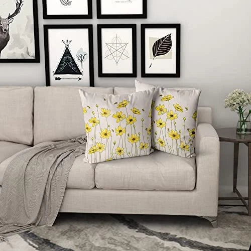 Spring Yellow Floral Pillow Covers 18X18 18" x 18" (Pack of 2) Yellow Flower