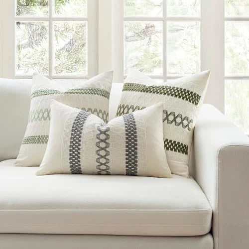 Set of 2 Boho Decorative Pillow Covers 20x20 20" x 20" (Pack of 2) Moss Green