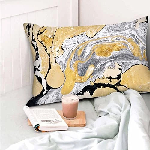 Pillow Case Gold Black Marble Texture,Throw 30" x 20" (Pack of 1) Multi07