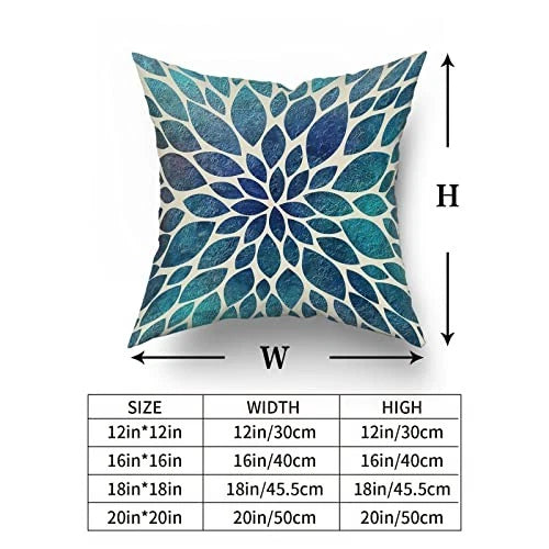 Spring Pillow Covers 16X16 in Navy Blue Teal 16" x 16" (Pack of 2) Teal Dahlia