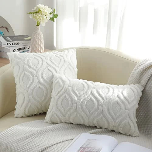 Throw Pillow Covers 12x20 Inch Set of 2, 20" x 12" (Pack of 2) Cream Beige