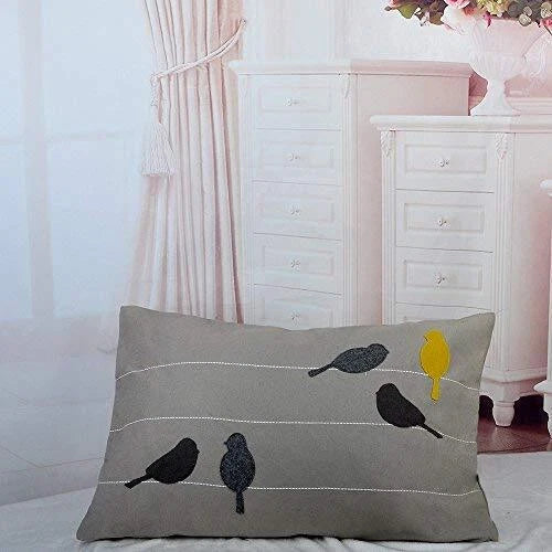 rey Yellow Birds Pillow Cover Decorative Emboidered Throw Pillow Animal G