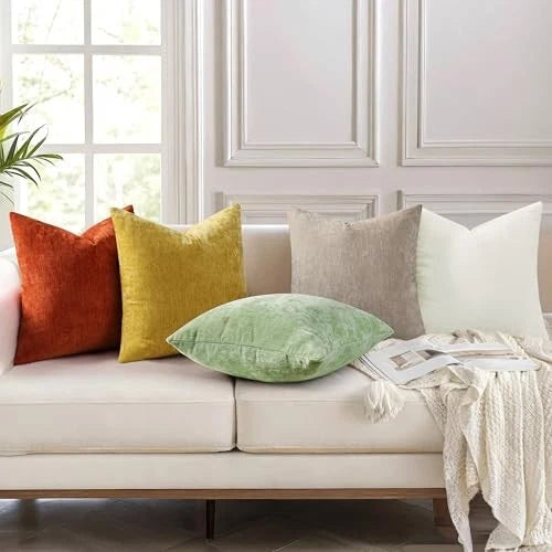 Chenille Fall Throw Pillow Covers 12x20 Inch Set of 20" x 12" (Pack of 2) Rust