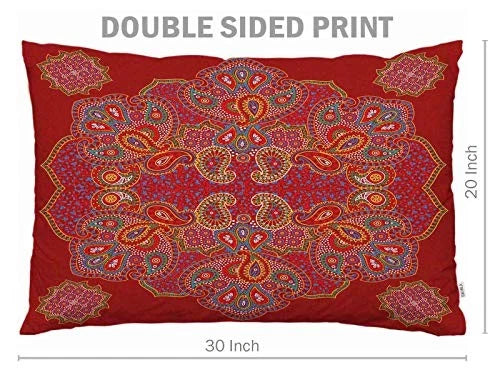Throw Pillow Cover Red Paisley Floral Mandala 30" x 20" (Pack of 1) Multi-a44