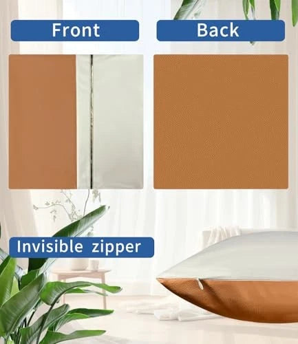 Faux Leather Pillow Covers 20x20, Outdoor 20" x 20" (Pack of 1) Burnt Orange
