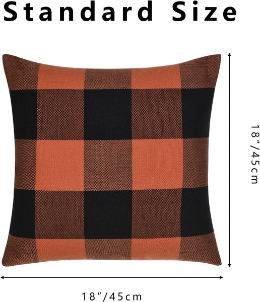 Set of 2 Buffalo Check Plaid Halloween Pillow Covers, Farmhouse Pillow Cases Cot