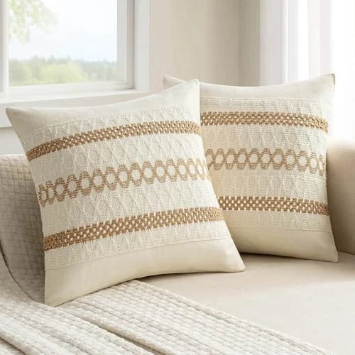 Set of 2 Boho Decorative Pillow Covers 20x20 20" x 20" (Pack of 2) Neutral