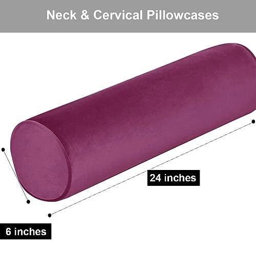 Neck Roll Pillowcases with Zipper - Full Moon 6" x 24" Burgundy Wine