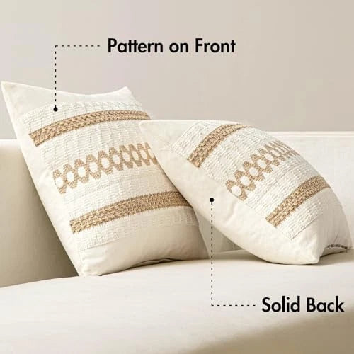 Set of 2 Boho Decorative Pillow Covers 20x20 20" x 20" (Pack of 2) Neutral