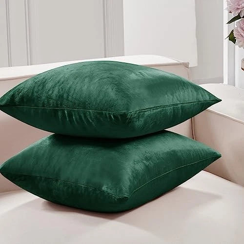 Velvet Throw Pillow Covers for Sofa 26x26 in, 26" x 26" (Pack of 2) Emerald