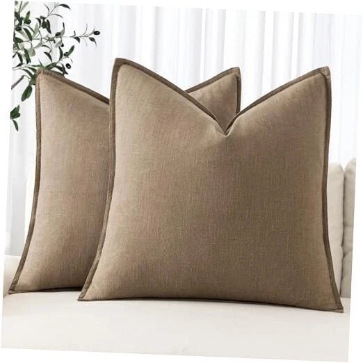 Decorative Linen Pillow Covers8x8 Inch Boho 28" x 28" (Pack of 2) 2 Khaki