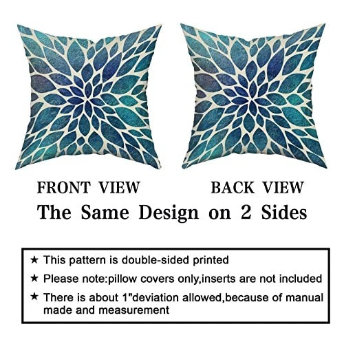 Spring Pillow Covers 18X18 in Navy Blue Teal 18" x 18" (Pack of 2) Teal Dahlia