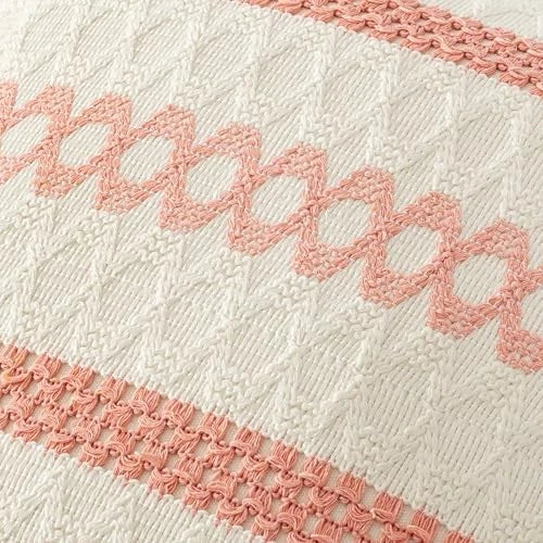 Set of 2 Boho Decorative Pillow Covers 20x20 20" x 20" (Pack of 2) Coral Red
