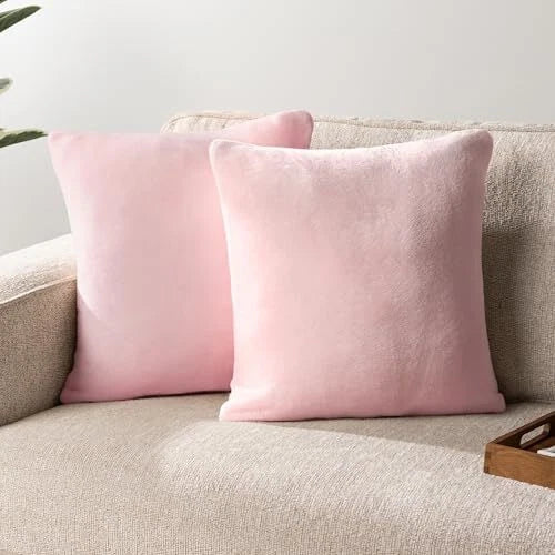 Light Pink Throw Pillow Covers 18x18 Set of 18x18 Inch (Pack of 2) Blush Pink