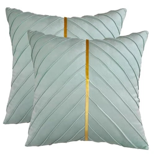 Velvet Throw Pillow Covers 16x16 inch Pack of 2 with 16"L x 16"W Mint Green